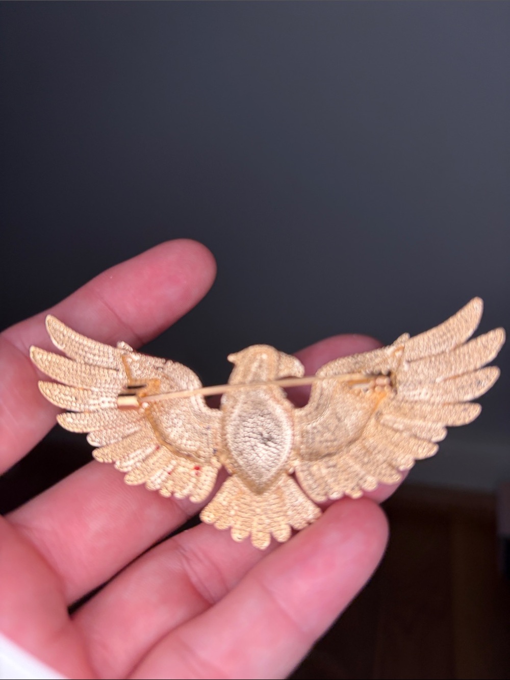 Eagle Flag Brooch - Red, White, Blue, Gold Rhinestone Pin - Picture 2 of 2